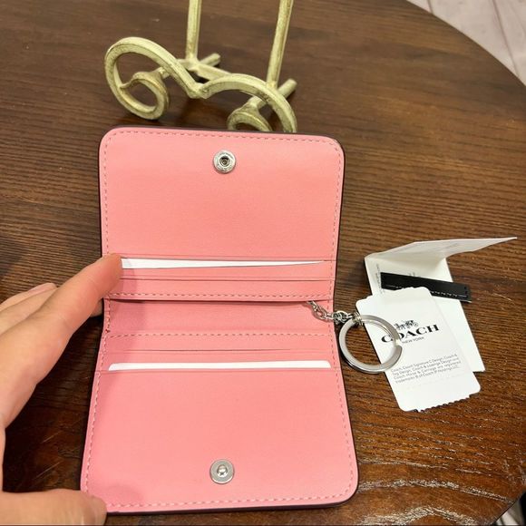 COACH snap closure mini wallet in Bubblegum Pink and daisy print! NWT - Picture 5 of 5